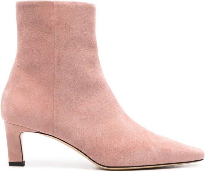 Scarosso Kitty 50mm suede ankle boots Pink