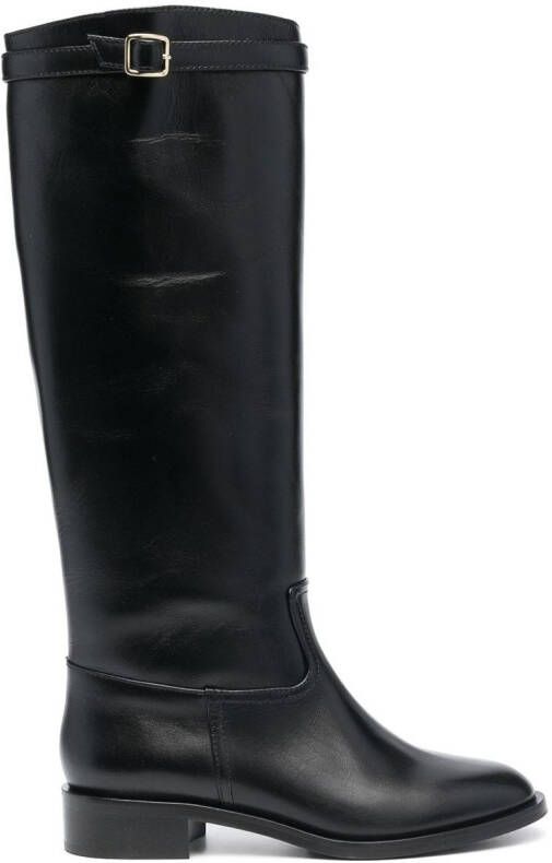 Scarosso knee-high leather boots Black