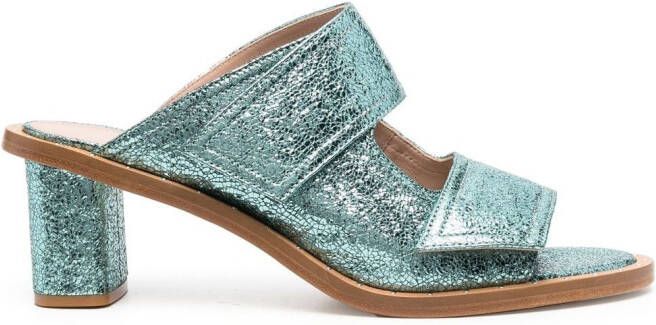 Scarosso Kristy metallic 60mm leather sandals Green