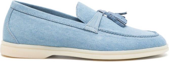 Scarosso Leandra tassel denim loafers Blue