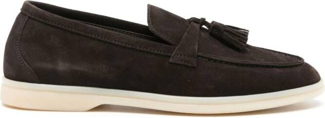 Scarosso Leandra tassel-detail suede loafers Brown