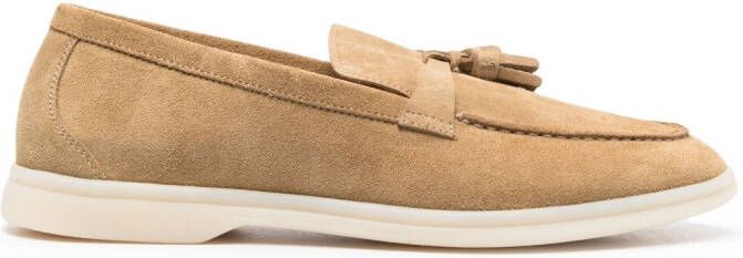 Scarosso Leandro tassel-detail suede loafers Neutrals