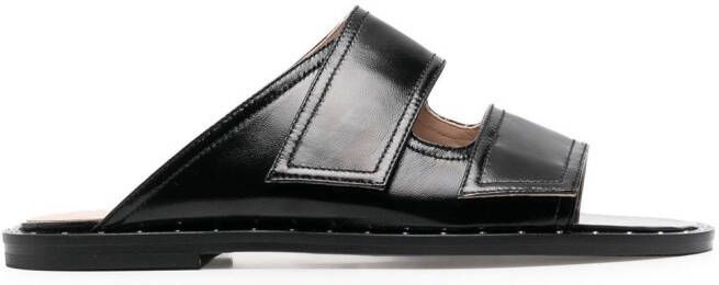 Scarosso leather cut-out sandals Black