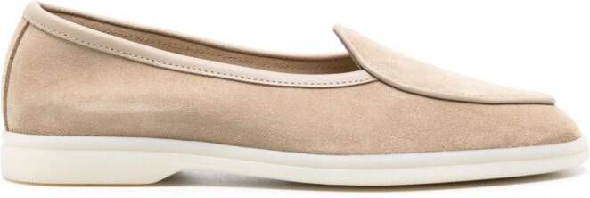 Scarosso Livia almond-toe suede loafers Neutrals