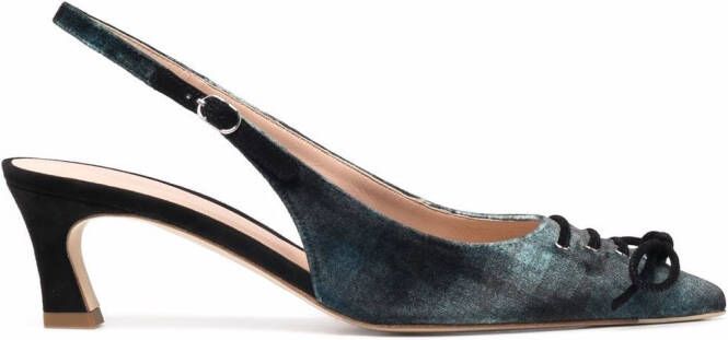 Scarosso Livv velvet tartan 55mm pumps Blue