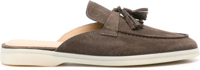 Scarosso Lucrezia tassel-detail suede mules Brown