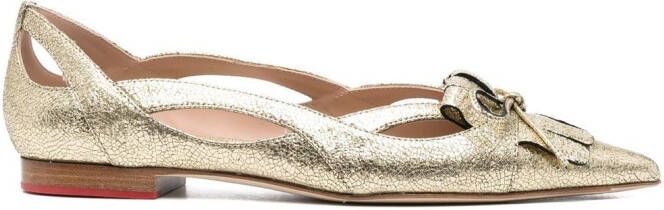 Scarosso pointed toe ballerina pumps Gold