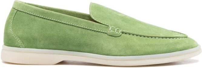 Scarosso stitched-edge suede loafers Green