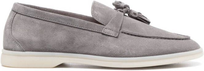 Scarosso tassel-detail suede loafers Grey