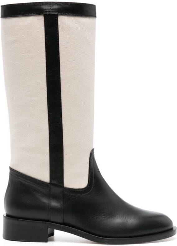 Scarosso Tess panelled canvas boots Neutrals