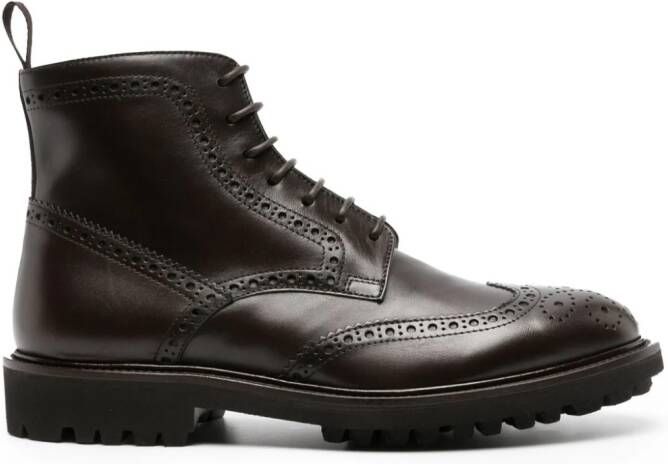 Scarosso Thomas perforated-detailing leather boots Black