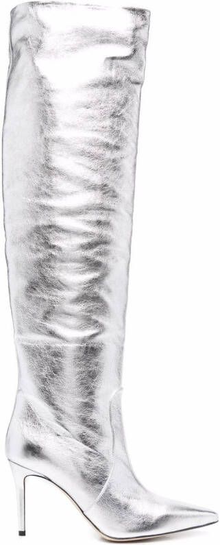 Scarosso x Brian Atwood Carra metallic-effect boots Grey