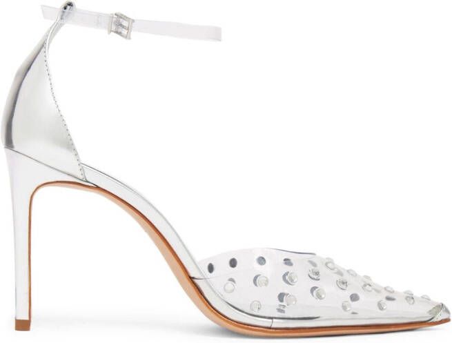 Schutz crystal-embellished transparent pumps Grey