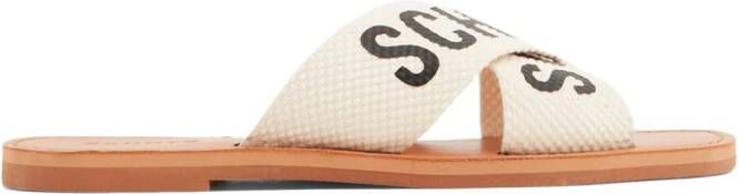 Schutz logo-print straps slides Neutrals