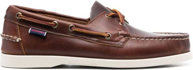 Sebago Docksides Portland leather boat shoes Brown