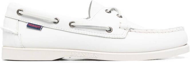 Sebago Portland leather boat shoes White