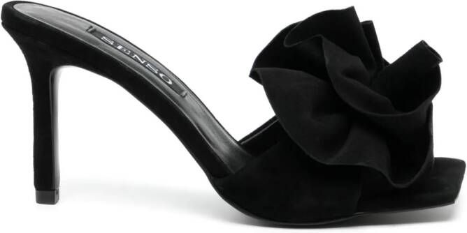 Senso Harlow 100mm floral-appliqué mules Black