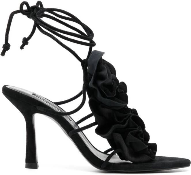 Senso Karli 90mm floral-appliqué sandals Black