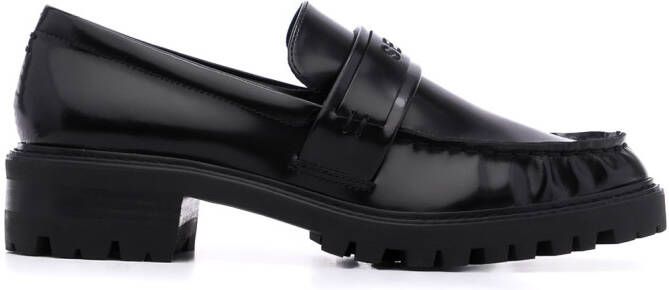 Senso Met I calf leather loafers Black