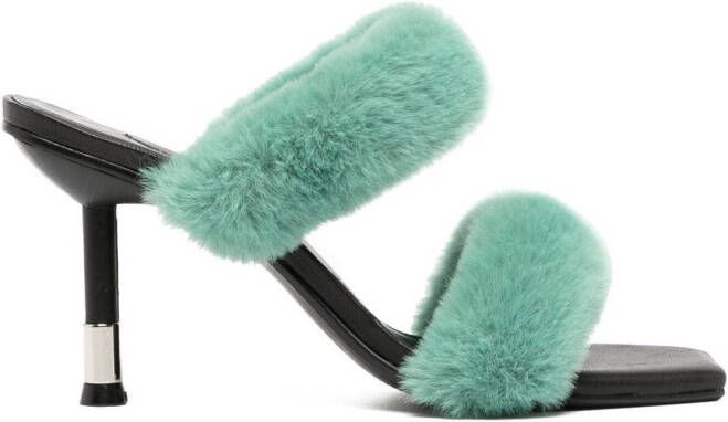Senso Quisha faux-shearling 90mm sandals Green