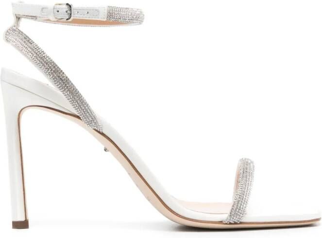 Sergio Rossi 100mm rhinestone-embellished satin sandals Silver