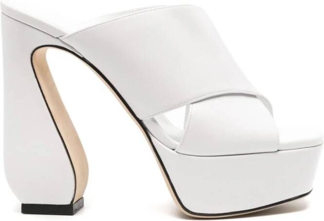 Sergio Rossi 135mm crossover-strap leather sandals White