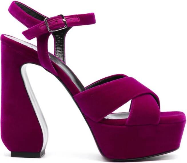 Sergio Rossi 140mm velvet platform sandals Purple