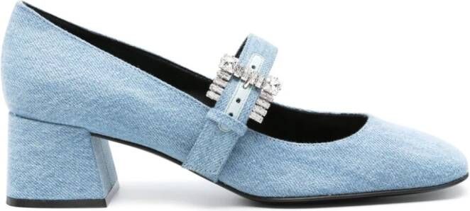 Sergio Rossi 50mm denim Mary Jane pumps Blue