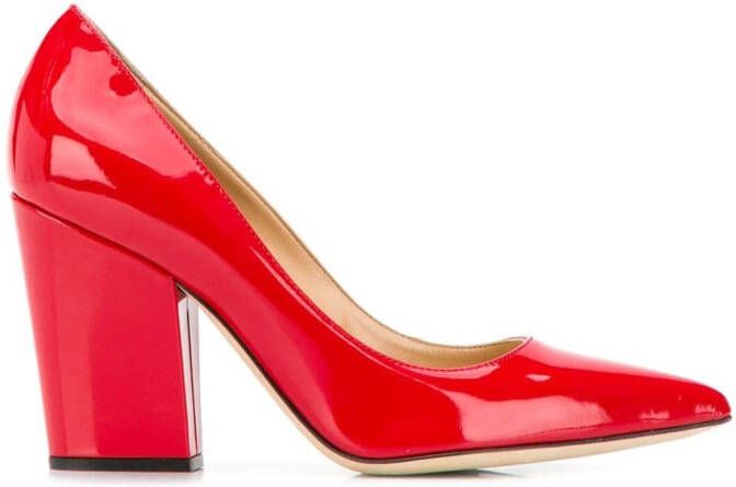 Sergio Rossi block heel pumps Red