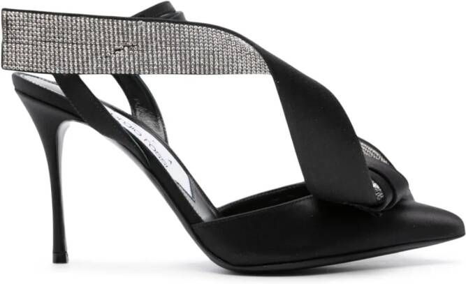 Sergio Rossi Marquise 100mm bow-detail satin pumps Black