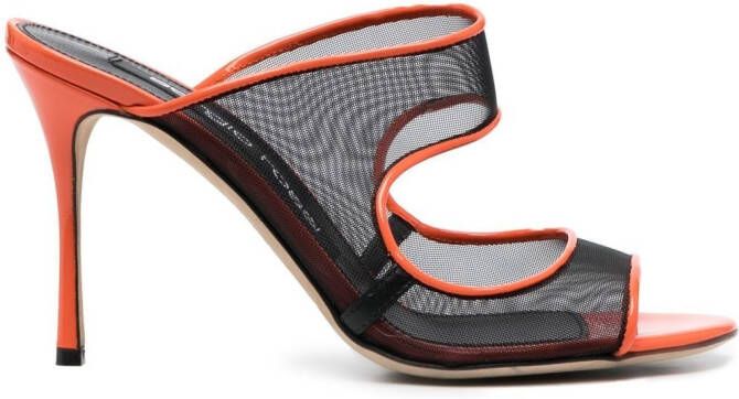 Sergio Rossi mesh detail open-toe pumps Orange