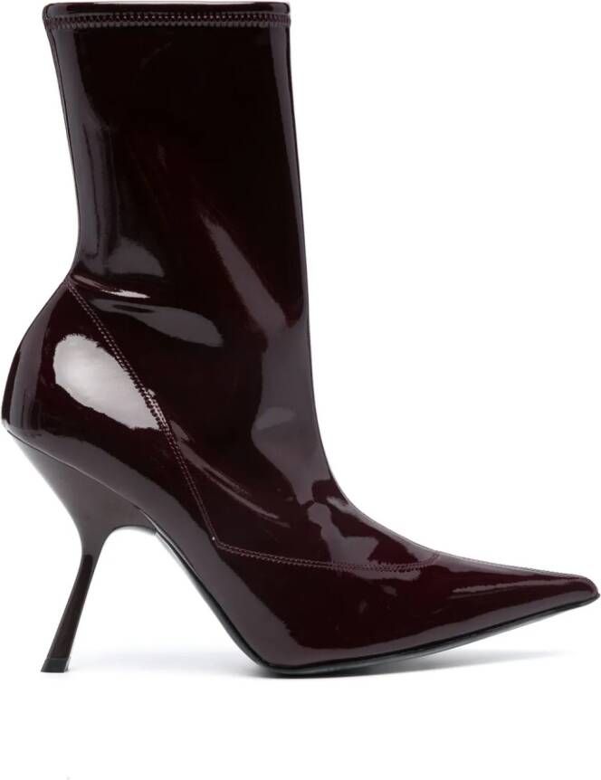 Sergio Rossi pointed-toe 100mm high-shine boots Red