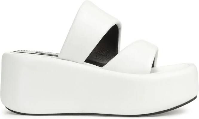 Sergio Rossi Spongy leather wedge sandals White