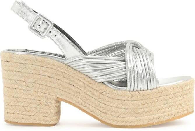 Sergio Rossi sr Akida 50mm platform espadrilles Silver