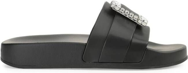 Sergio Rossi sr Jelly crystal-embellished slides Black