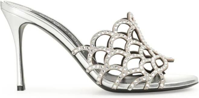 Sergio Rossi SR Mermaid 90mm leather mules Silver