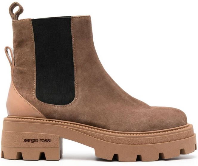 Sergio Rossi SR Milla square-toe suede boots Brown