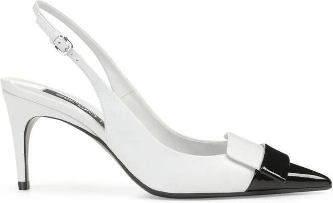 Sergio Rossi SR1 75mm slingback leather pumps White