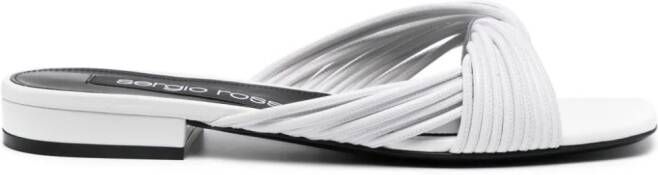 Sergio Rossi twisted leather flat sandals White