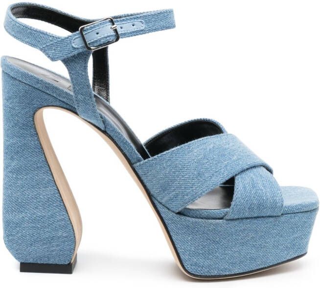 Si Rossi 47mm sculpted-heel denim sandals Blue