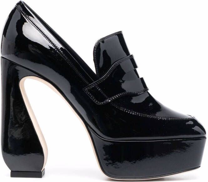 Si Rossi 85mm sculpted patent-leather loafers Black