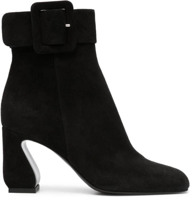 Si Rossi 85mm square-toe leather boots Black
