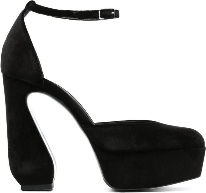 Si Rossi 85mm velvet-finish sculpted-heel pumps Black