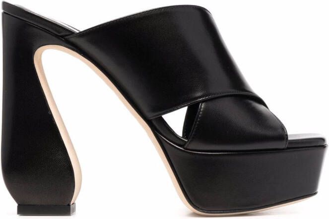 Si Rossi 90mm platform leather mules Black