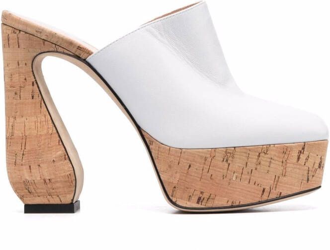 Si Rossi cork platform mules White