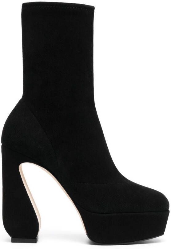 Si Rossi sculpted-heel platform ankle boots Black