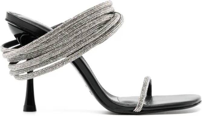 Simkhai Infinity 90mm crystal-embellished leather sandals Black