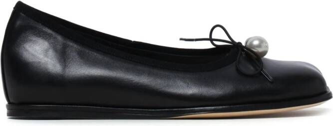 Simone Rocha bow-embellished leather ballerina shoes Black