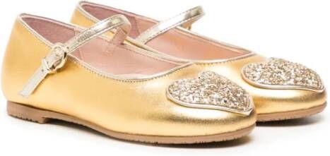 Sophia Webster Amora heart-patch ballerina shoes Gold