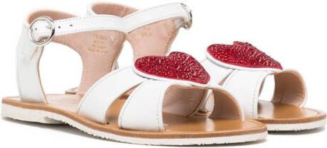 Sophia Webster Mini heart-patch cut-out sandals White